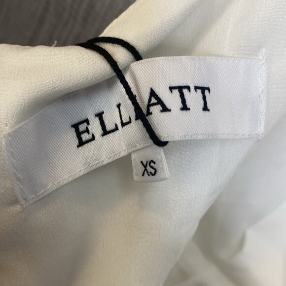 NWT Ellliatt Camo ASYMMETRIC Ivory White SATIN Halter DRAPED Cocktail Mini DRESS - Picture 8 of 9